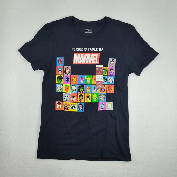 Marvel Other - ✅🆕🚨👕Marvel Heros T-Shirt Mens S Chemistry Black Graphic Periodic📸SEE📏🚨📸